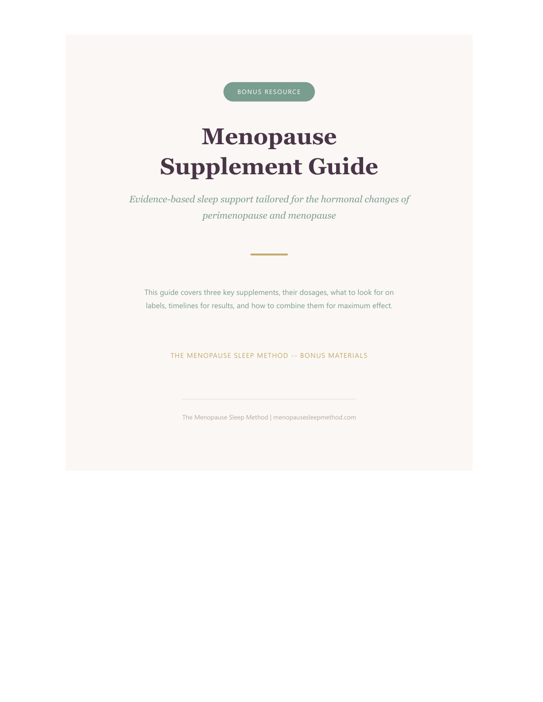 Menopause Supplement Guide cover